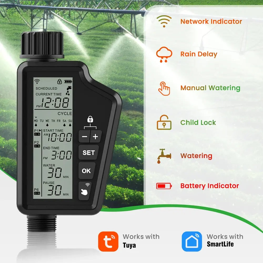 AVATTO Tuya WiFi Smart Watering Timer,Automatic Digital Garden Irrigation Controller work with Smart life APP Alexa Google home - DomoSpace