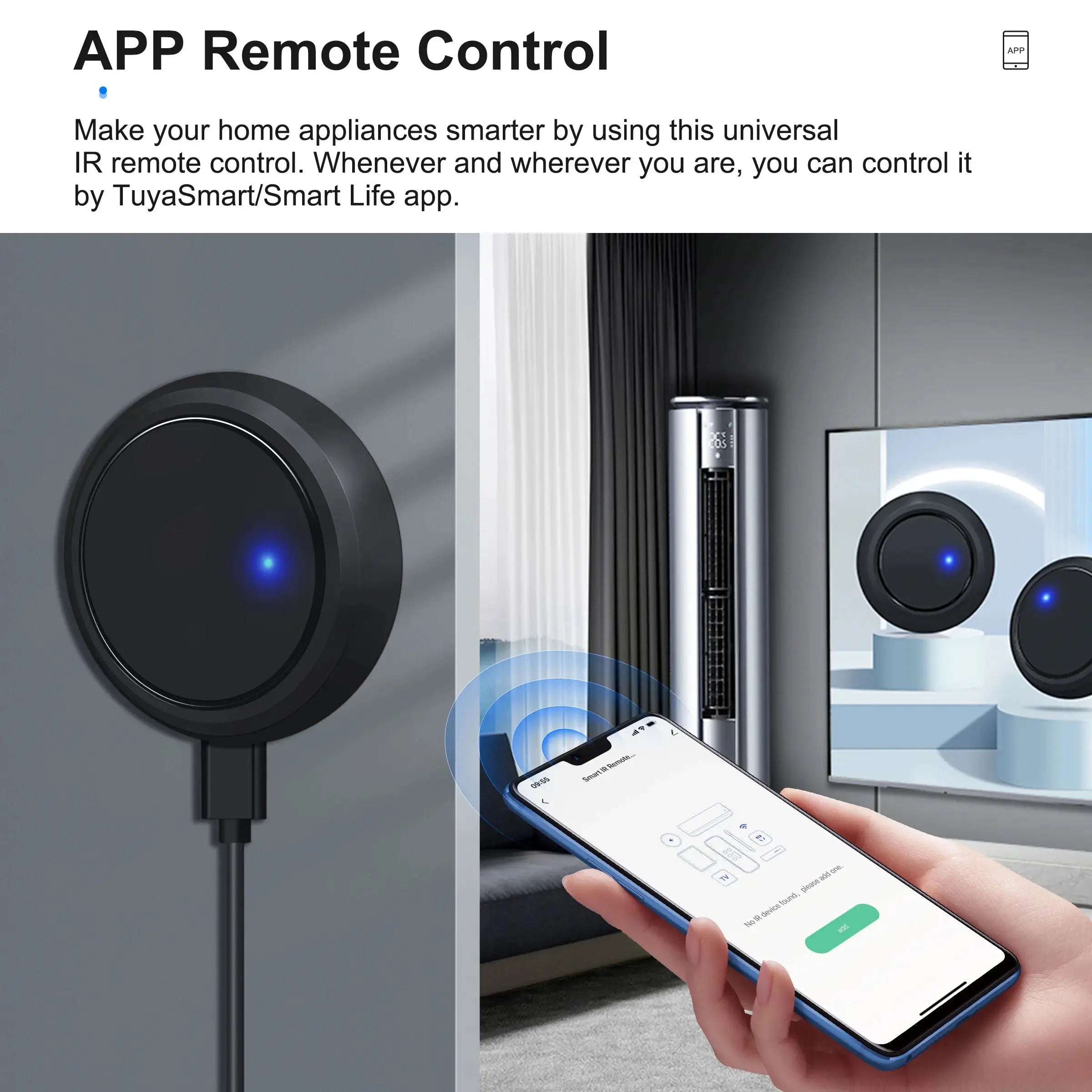 GIRIER Tuya Smart IR Remote Controller – Universal Infrared Remote Blaster for AC, TV, DVD, STB, Works with Alexa & Google Home DomoSpace