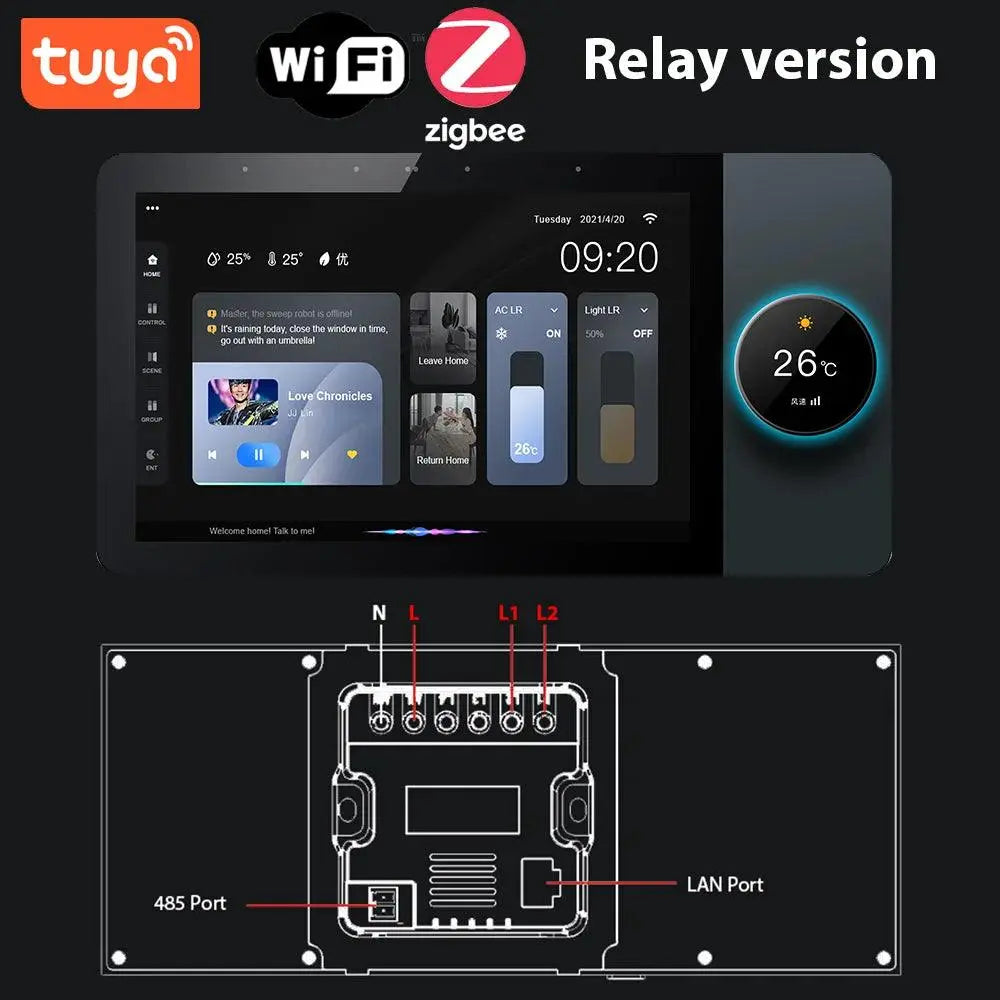 Jianshu Tuya Panel Control Wifi Zigbee Devices Tuya Zigbee Gateway Build In 6" Nspanel Tuya Smart Home Control Panel - DomoSpace