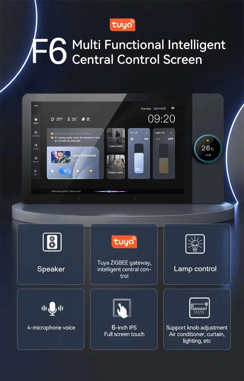 Jianshu Tuya Panel Control Wifi Zigbee Devices Tuya Zigbee Gateway Build In 6" Nspanel Tuya Smart Home Control Panel - DomoSpace