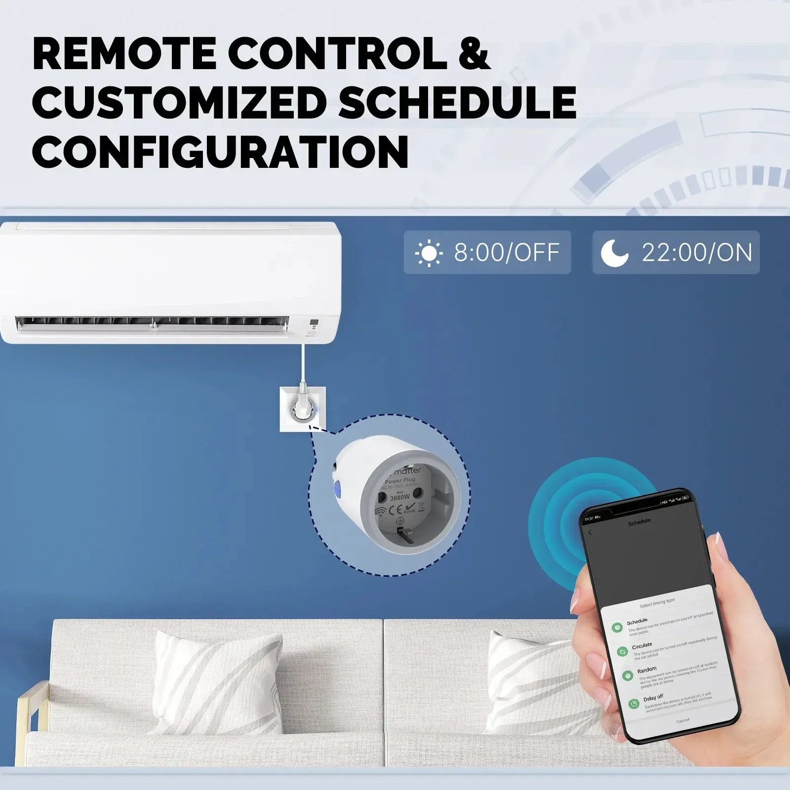 MOES Smart Plug Matter Wi-Fi Socket 16A Smart Timer Outlet Power Monitor Support TUYA Apple Homekit Work With Google Home Alexa - DomoSpace