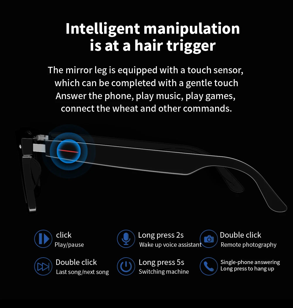 Xiaomi E13 Bluetooth Smart Glasses With Automatic Adjustment AI Voice Noise Reduction Music Eyewear Waterproof Calls Eyeglass DomoSpace