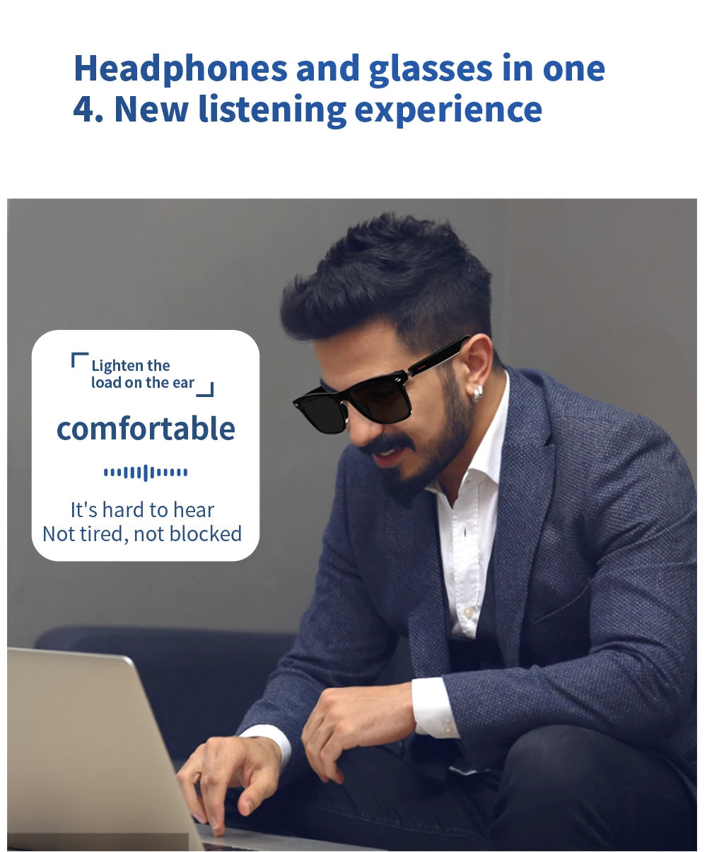 Xiaomi E13 Bluetooth Smart Glasses With Automatic Adjustment AI Voice Noise Reduction Music Eyewear Waterproof Calls Eyeglass DomoSpace