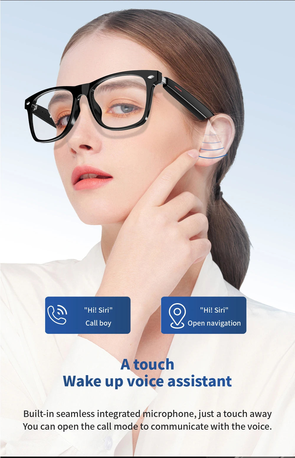 Xiaomi E13 Bluetooth Smart Glasses With Automatic Adjustment AI Voice Noise Reduction Music Eyewear Waterproof Calls Eyeglass DomoSpace