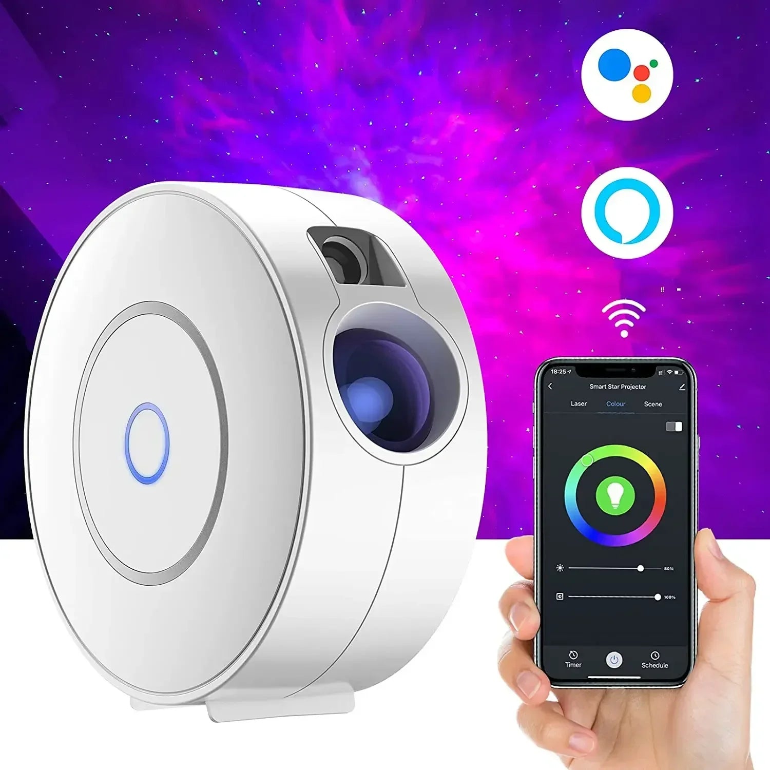 Tuya Smart Star Projector WiFi Laser Starry Sky Projector Waving Night Light Led Colorful APP Wireless Control Alexa Compatible DomoSpace