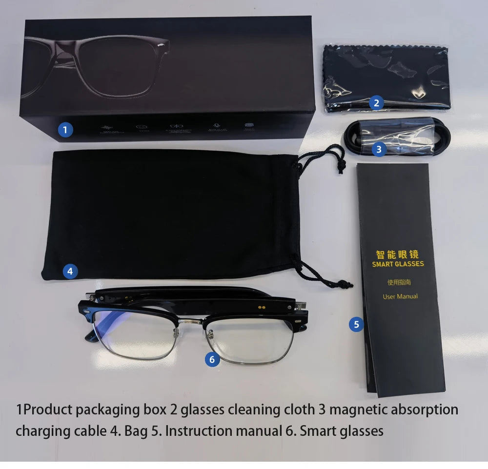 Xiaomi E13 Bluetooth Smart Glasses With Automatic Adjustment AI Voice Noise Reduction Music Eyewear Waterproof Calls Eyeglass DomoSpace