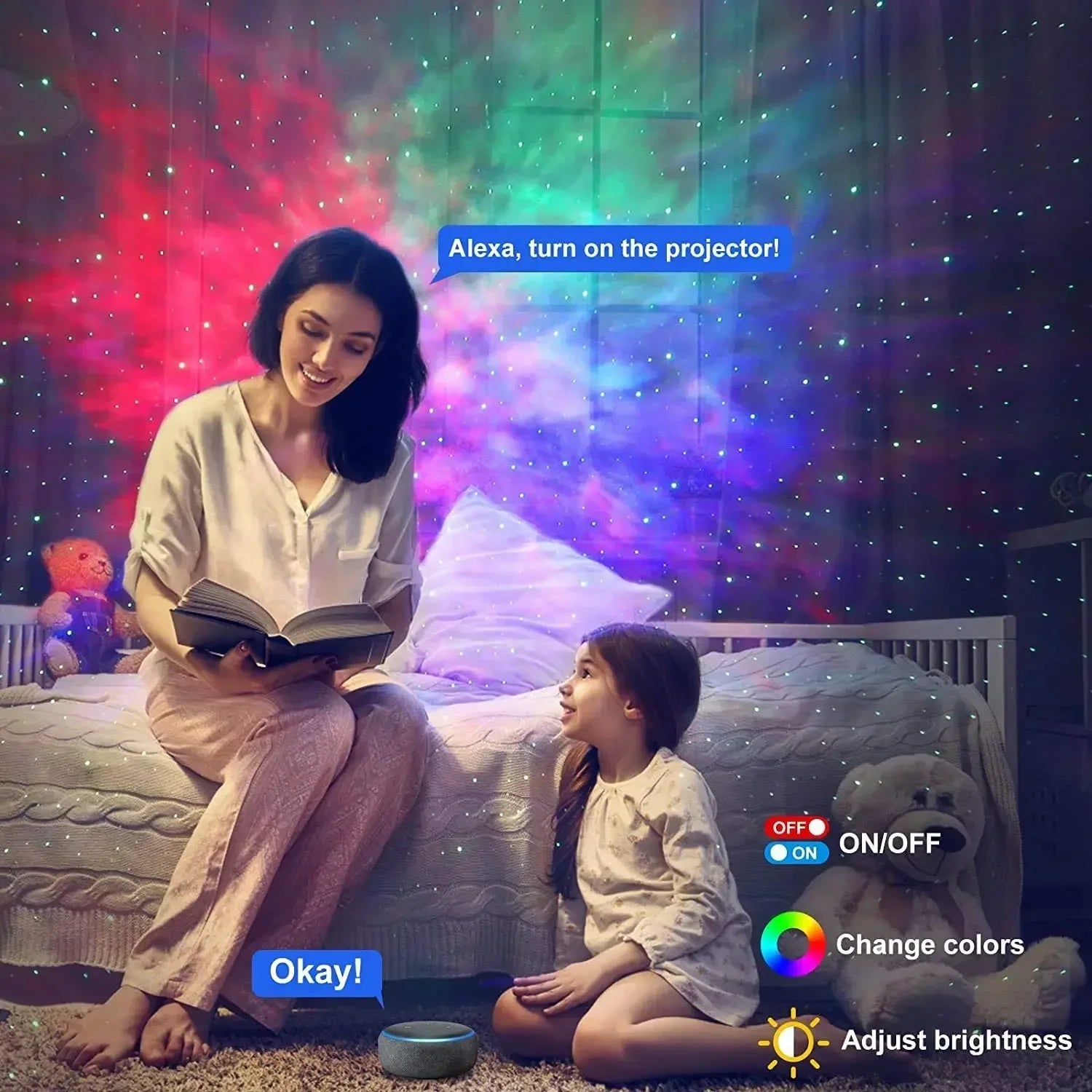 Tuya Smart Star Projector WiFi Laser Starry Sky Projector Waving Night Light Led Colorful APP Wireless Control Alexa Compatible DomoSpace