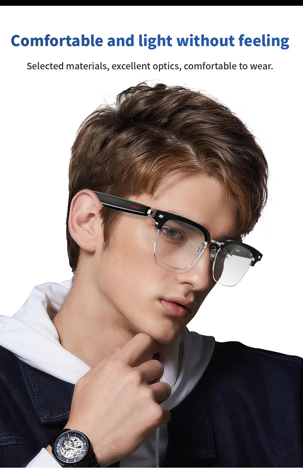 Xiaomi E13 Bluetooth Smart Glasses With Automatic Adjustment AI Voice Noise Reduction Music Eyewear Waterproof Calls Eyeglass DomoSpace