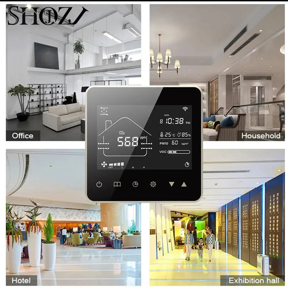 TUYA WIFI Smart Home CO2 PM2.5 Fresh Air Valve System Fan Coil Unit Dehumidifier Ventilation Controller with Modbus&RS485 - DomoSpace