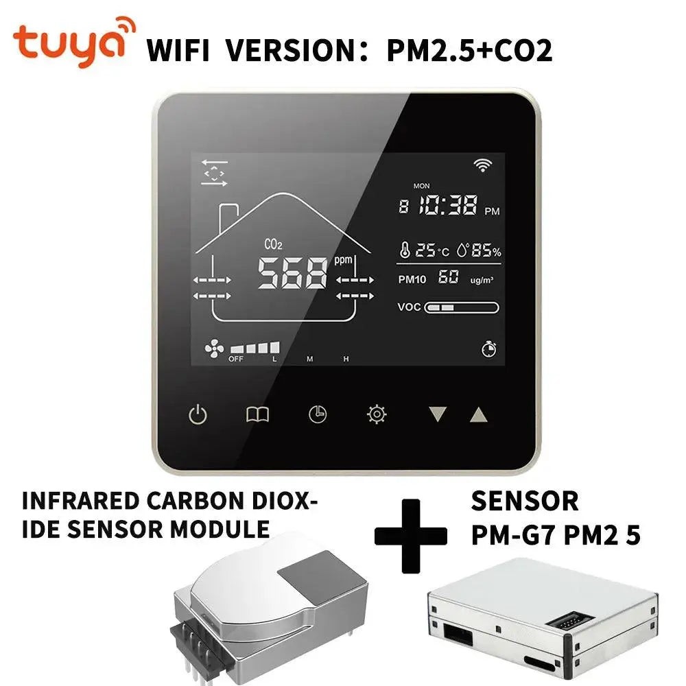 TUYA WIFI Smart Home CO2 PM2.5 Fresh Air Valve System Fan Coil Unit Dehumidifier Ventilation Controller with Modbus&RS485 - DomoSpace