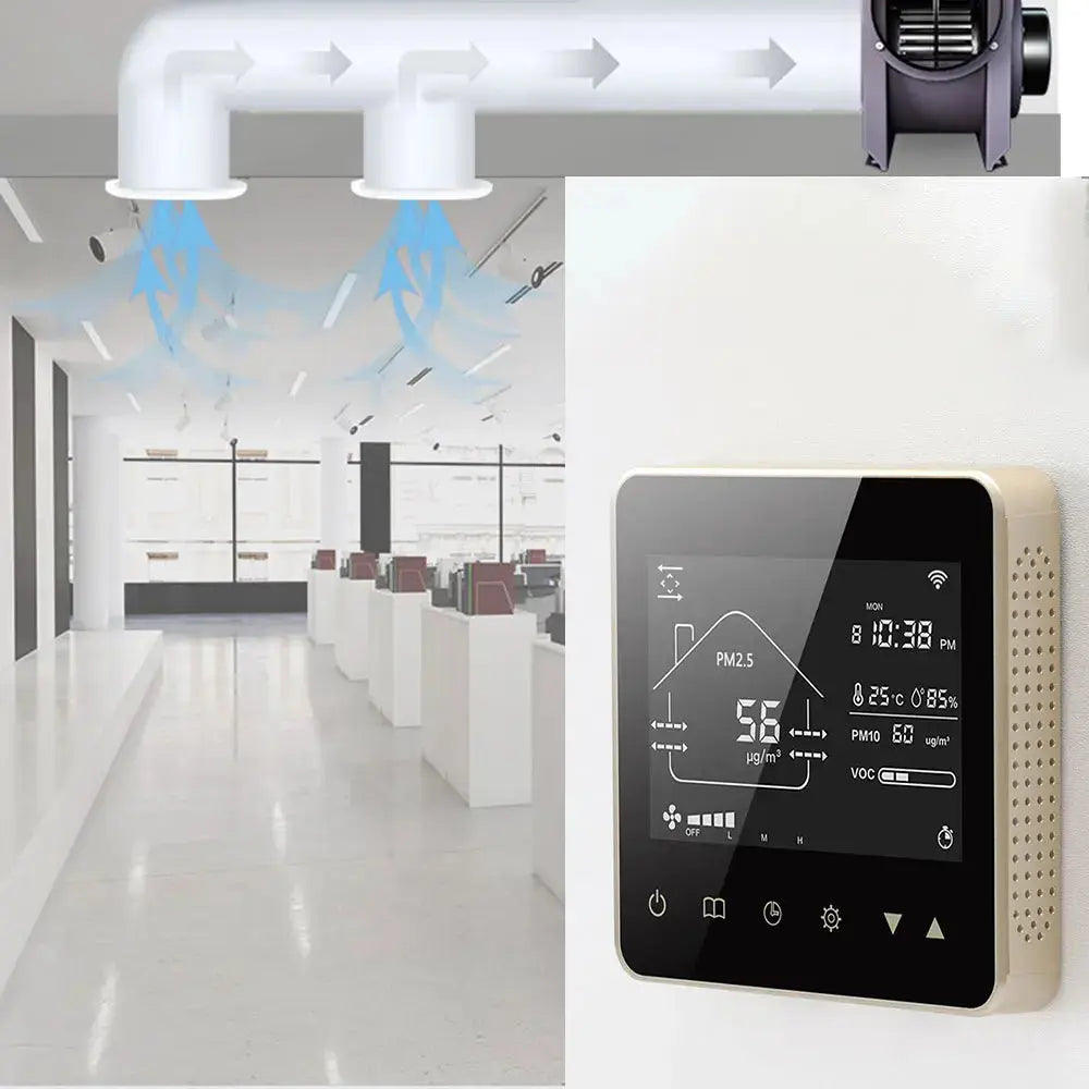 TUYA WIFI Smart Home CO2 PM2.5 Fresh Air Valve System Fan Coil Unit Dehumidifier Ventilation Controller with Modbus&RS485 - DomoSpace