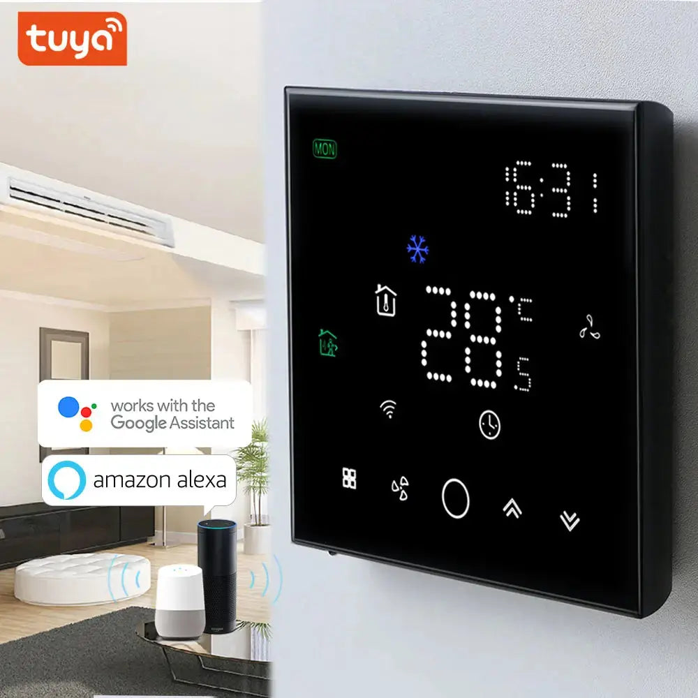 TUYA Zigbee Wifi Thermostat For Replacing Upgrade Air Conditioner Heating and Cooling Temperature 3 Speed Fan App Controller - DomoSpace
