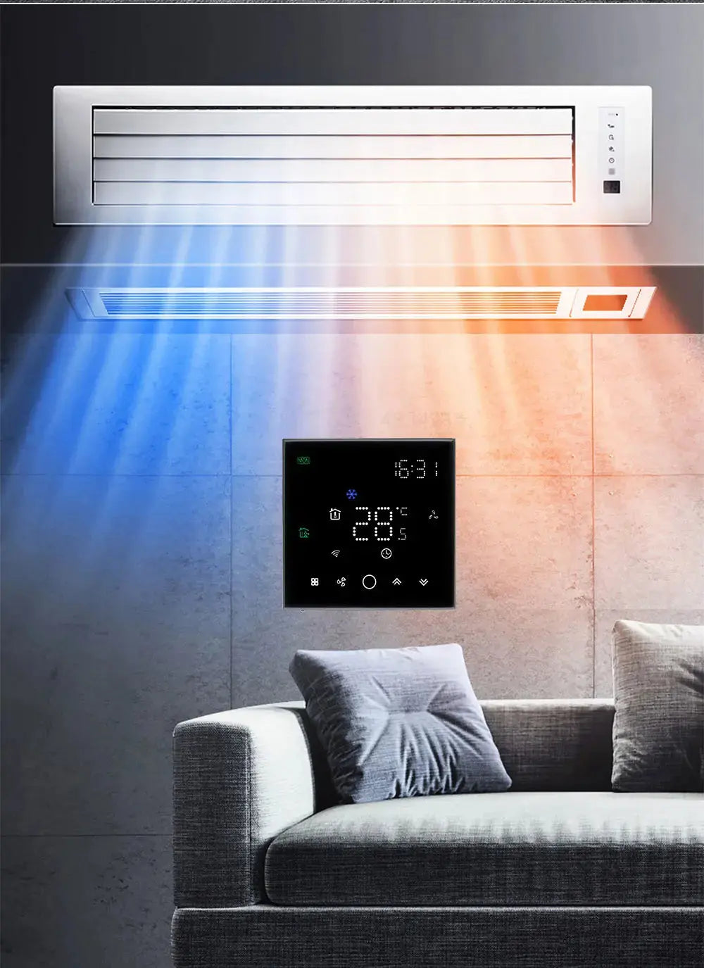 TUYA Zigbee Wifi Thermostat For Replacing Upgrade Air Conditioner Heating and Cooling Temperature 3 Speed Fan App Controller - DomoSpace