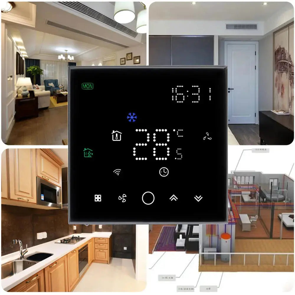 TUYA Zigbee Wifi Thermostat For Replacing Upgrade Air Conditioner Heating and Cooling Temperature 3 Speed Fan App Controller - DomoSpace