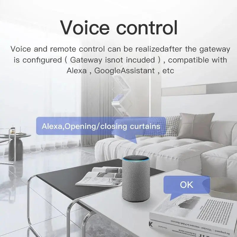 Tuya Smart Electric Curtain Robot with WiFi & Bluetooth - Voice Control with Alexa & Google Home - DomoSpace