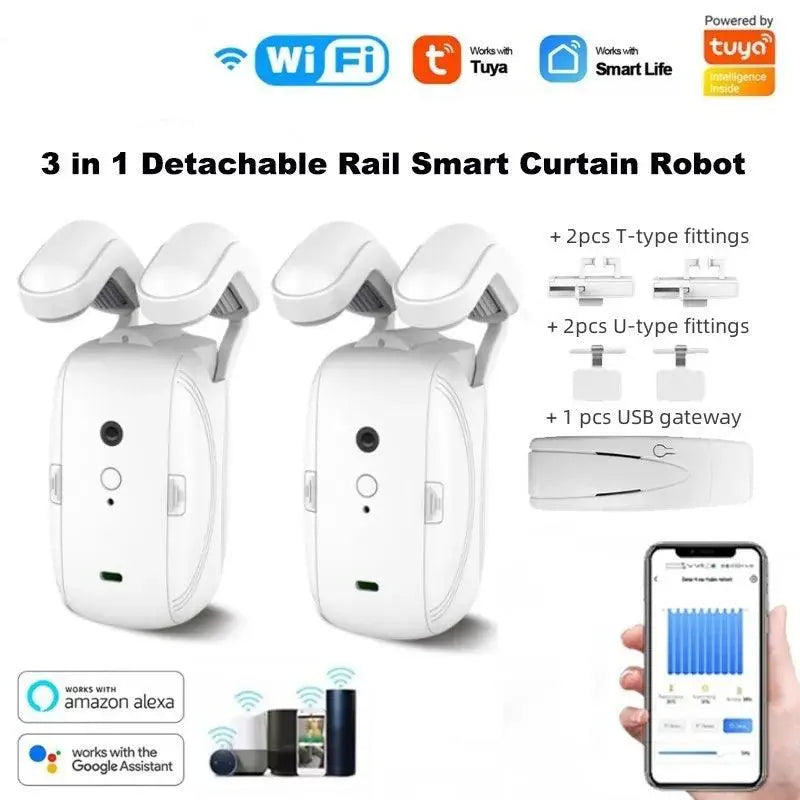 Tuya Smart Electric Curtain Robot with WiFi & Bluetooth - Voice Control with Alexa & Google Home - DomoSpace