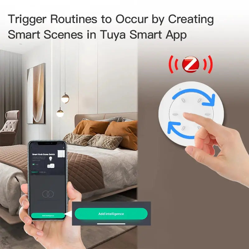 Tuya ZigBee Smart Knob Switch Wireless Scene Switch Button Remote Dimmer Battery Powered Automation Scenario Smart Life APP - DomoSpace