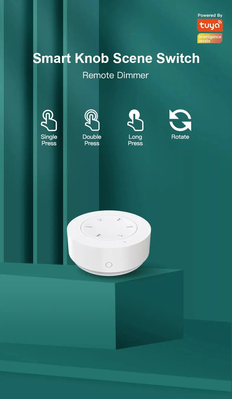 Tuya ZigBee Smart Knob Switch Wireless Scene Switch Button Remote Dimmer Battery Powered Automation Scenario Smart Life APP - DomoSpace