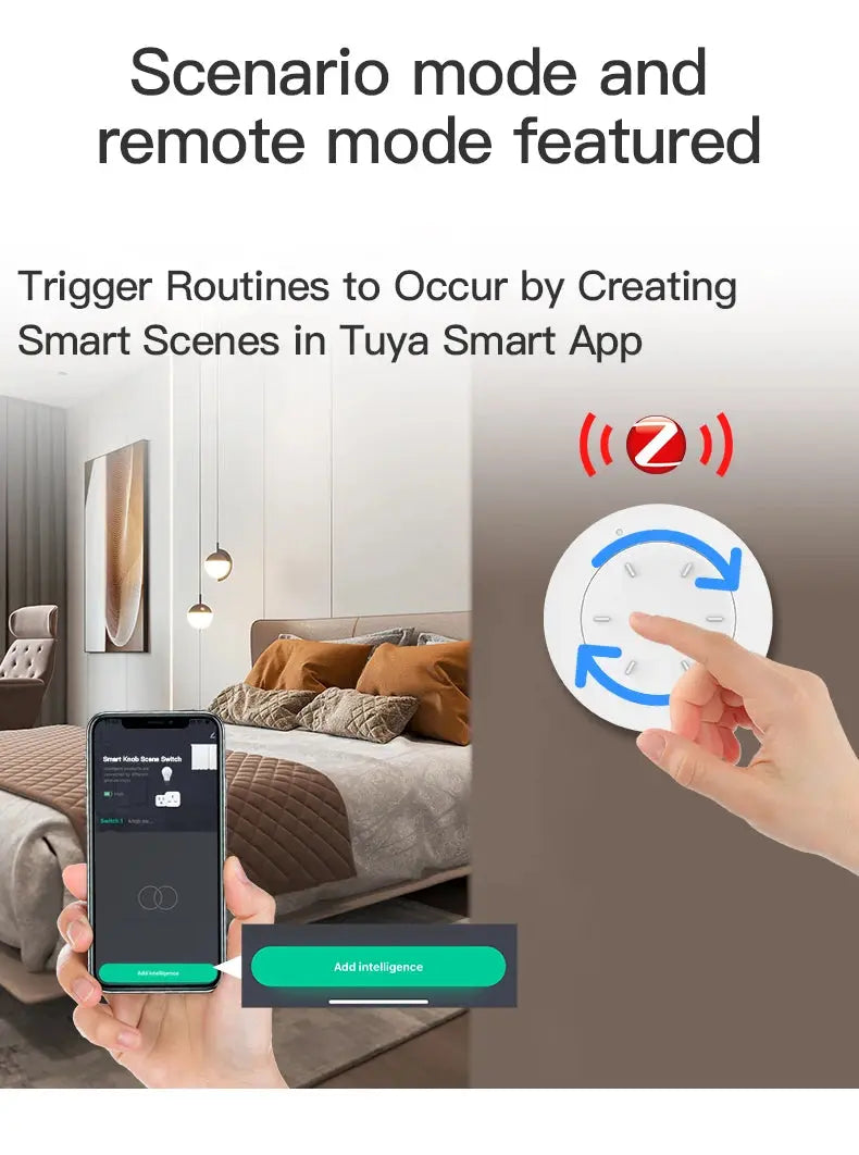 Tuya ZigBee Smart Knob Switch Wireless Scene Switch Button Remote Dimmer Battery Powered Automation Scenario Smart Life APP - DomoSpace