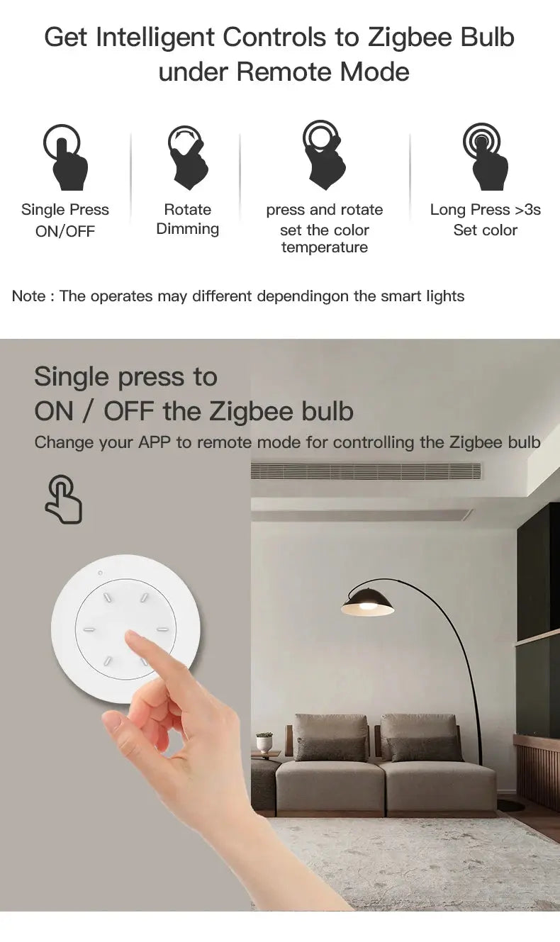 Tuya ZigBee Smart Knob Switch Wireless Scene Switch Button Remote Dimmer Battery Powered Automation Scenario Smart Life APP - DomoSpace