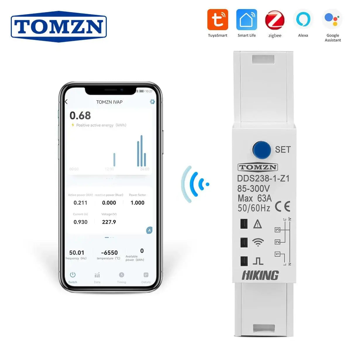 Zigbee TUYA 18mm 63A WIFI smart Bidirectional Energy Meter timer Power Monitor kWh Meter with voltage current protection - DomoSpace