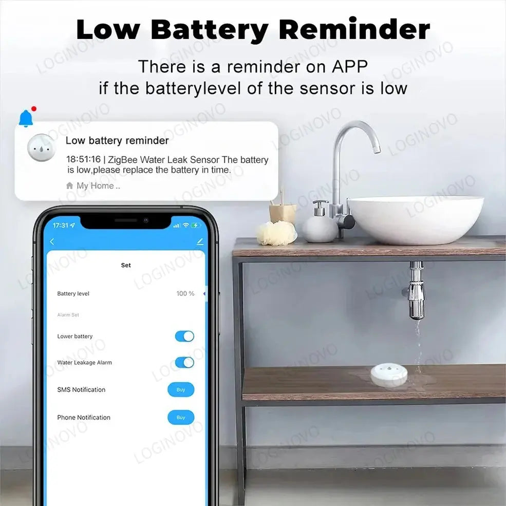 Zigbee Water Leak Sensor Tuya Smart Life Flood Leakage Immersion Sensor App Remote Monitoring Detector Work With Zigbee Gateway - DomoSpace