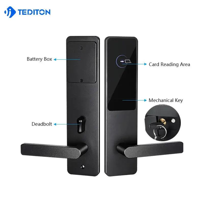 outdoor hotel tuya digital keyless door lock smart hotel keyless card management system door locks - DomoSpace
