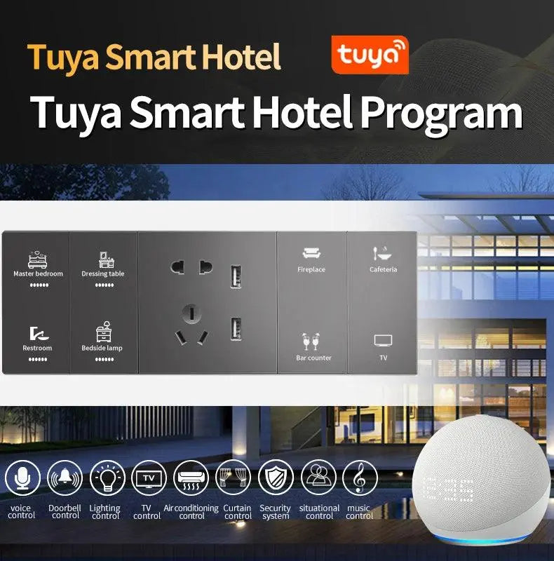 2024 smart home automation zigbee smart wall switch for hotel office tuya smart built-in relay - DomoSpace