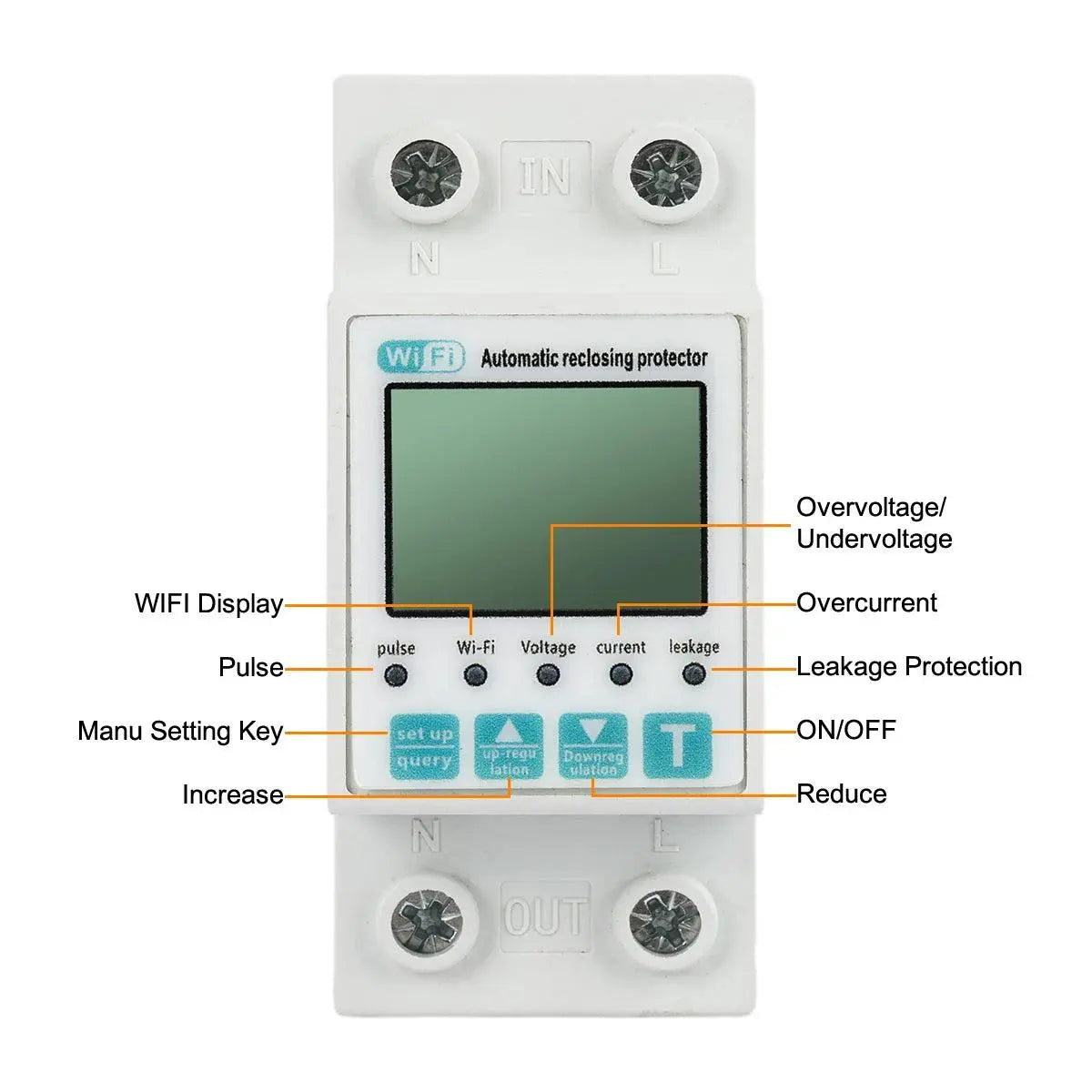 2P 63A TUYA APP WiFi Smart Circuit Breaker &amp; Energy Meter - DomoSpace