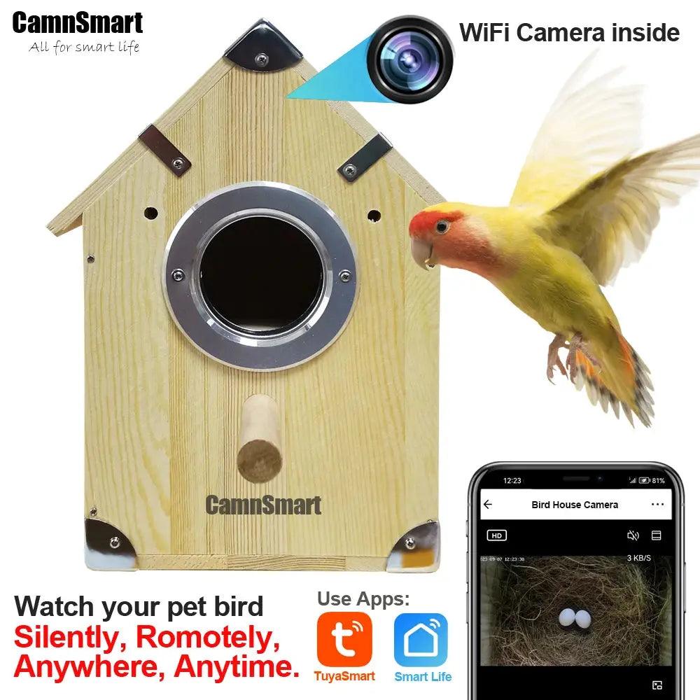 4MP Tuya Bird Houses WIFI Camera For Pet Birds Activity Remote View Watching Wild Natural Wooden Care Nest Box Day Night Vision - DomoSpace