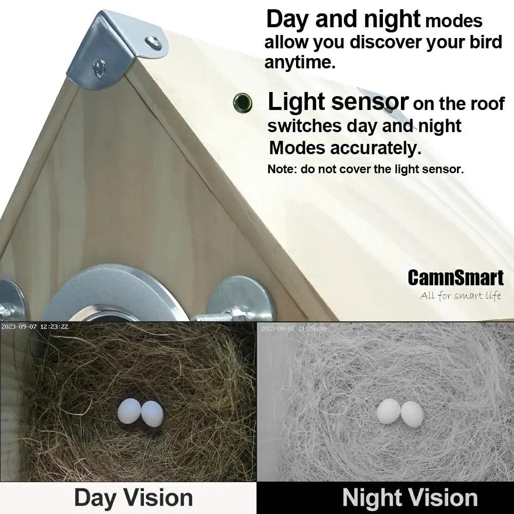 4MP Tuya Bird Houses WIFI Camera For Pet Birds Activity Remote View Watching Wild Natural Wooden Care Nest Box Day Night Vision - DomoSpace