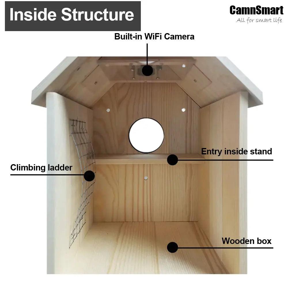 4MP Tuya Bird Houses WIFI Camera For Pet Birds Activity Remote View Watching Wild Natural Wooden Care Nest Box Day Night Vision - DomoSpace