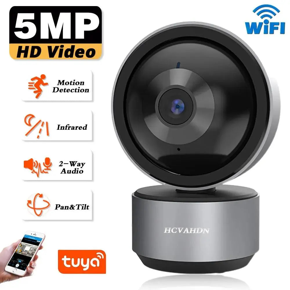 5MP IP Camera Tuya Smart Home Indoor WiFi 360° - Wireless Video Surveillance with Auto Tracking - DomoSpace