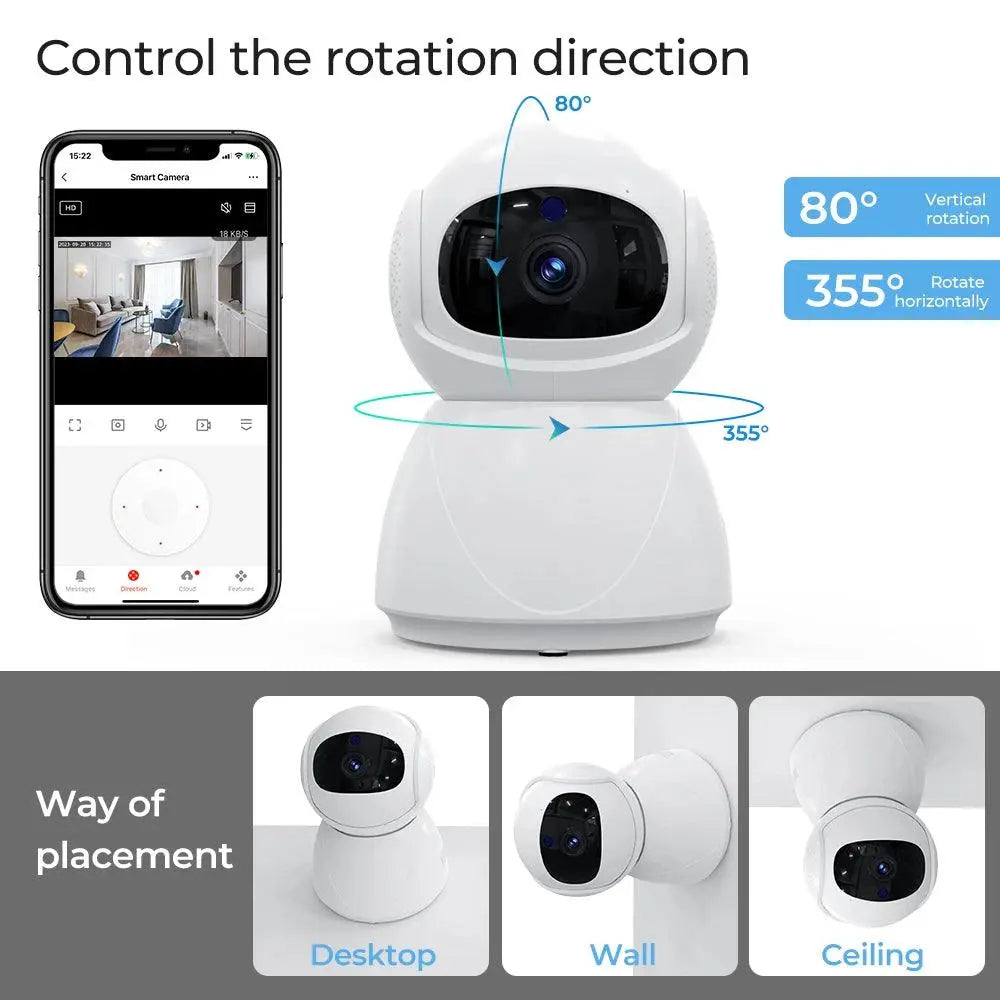 AI Auto-Tracking 1080P FHD Wireless CCTV Camera with PIR Motion Detection – Full Home Security - DomoSpace