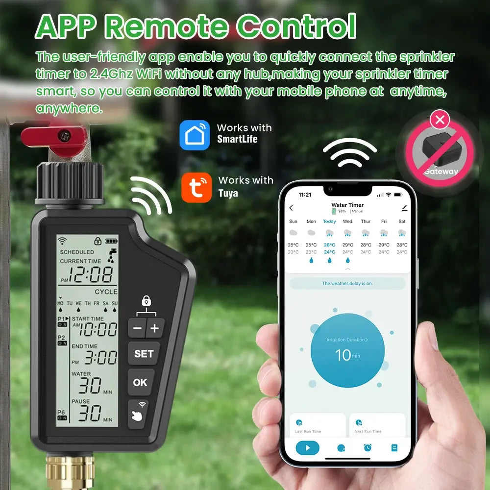 AVATTO Tuya WiFi Smart Watering Timer,Automatic Digital Garden Irrigation Controller work with Smart life APP Alexa Google home - DomoSpace