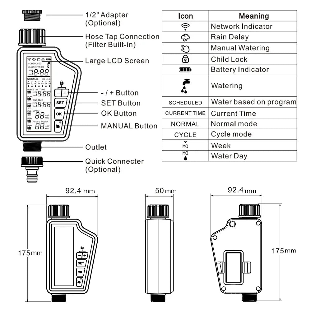 AVATTO Tuya WiFi Smart Watering Timer,Automatic Digital Garden Irrigation Controller work with Smart life APP Alexa Google home - DomoSpace