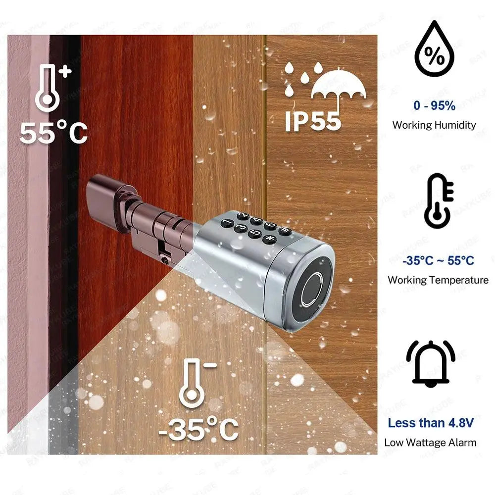 C1 Smart Cylinder Lock – Advanced Intelligent Fingerprint Lock with WiFi, Bluetooth, and App Control - DomoSpace