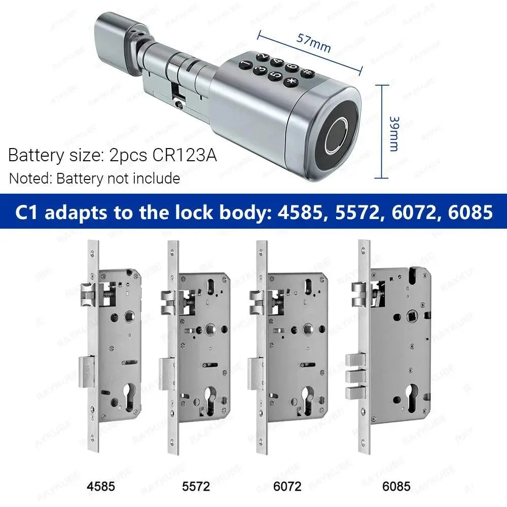 C1 Smart Cylinder Lock – Advanced Intelligent Fingerprint Lock with WiFi, Bluetooth, and App Control - DomoSpace