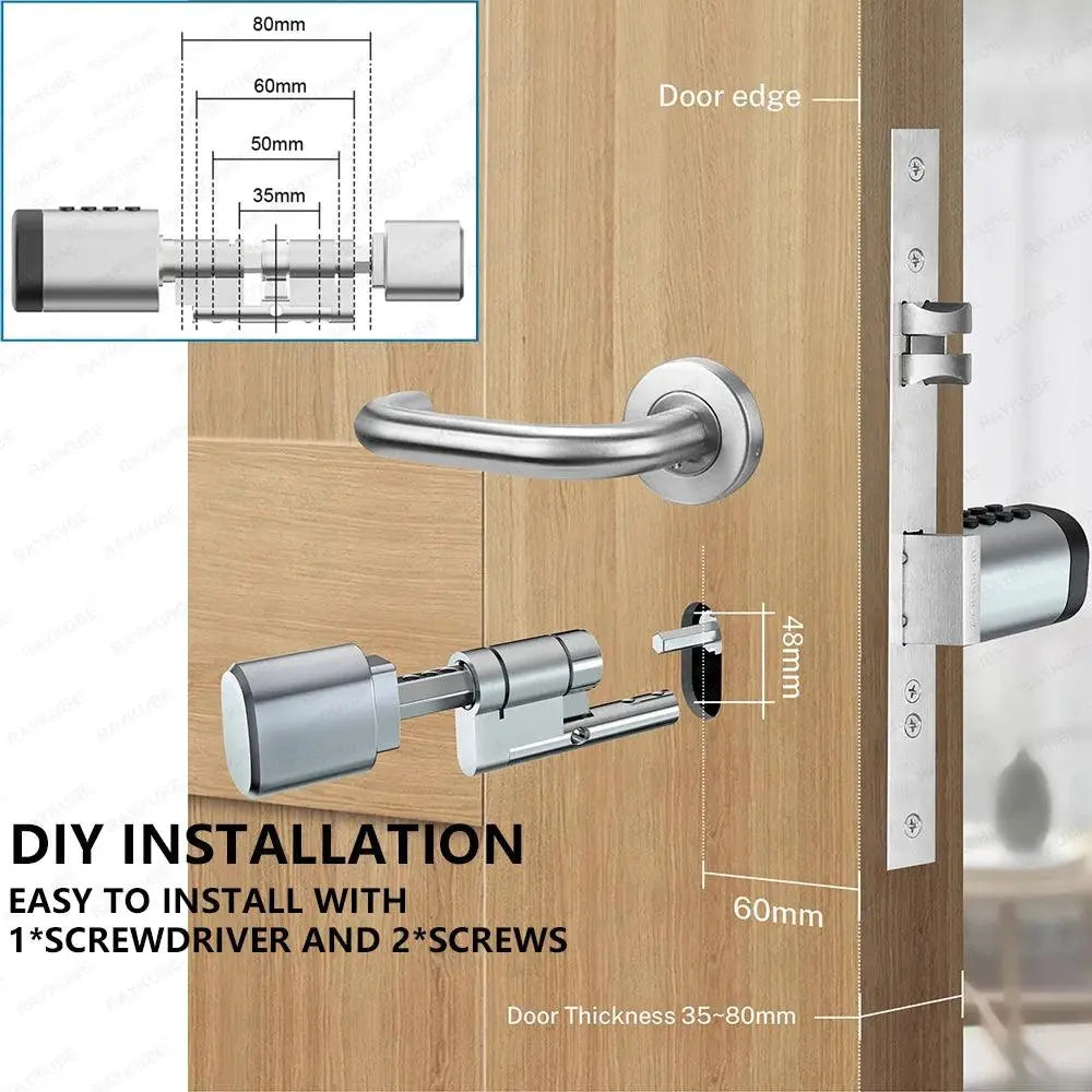 C1 Smart Cylinder Lock – Advanced Intelligent Fingerprint Lock with WiFi, Bluetooth, and App Control - DomoSpace