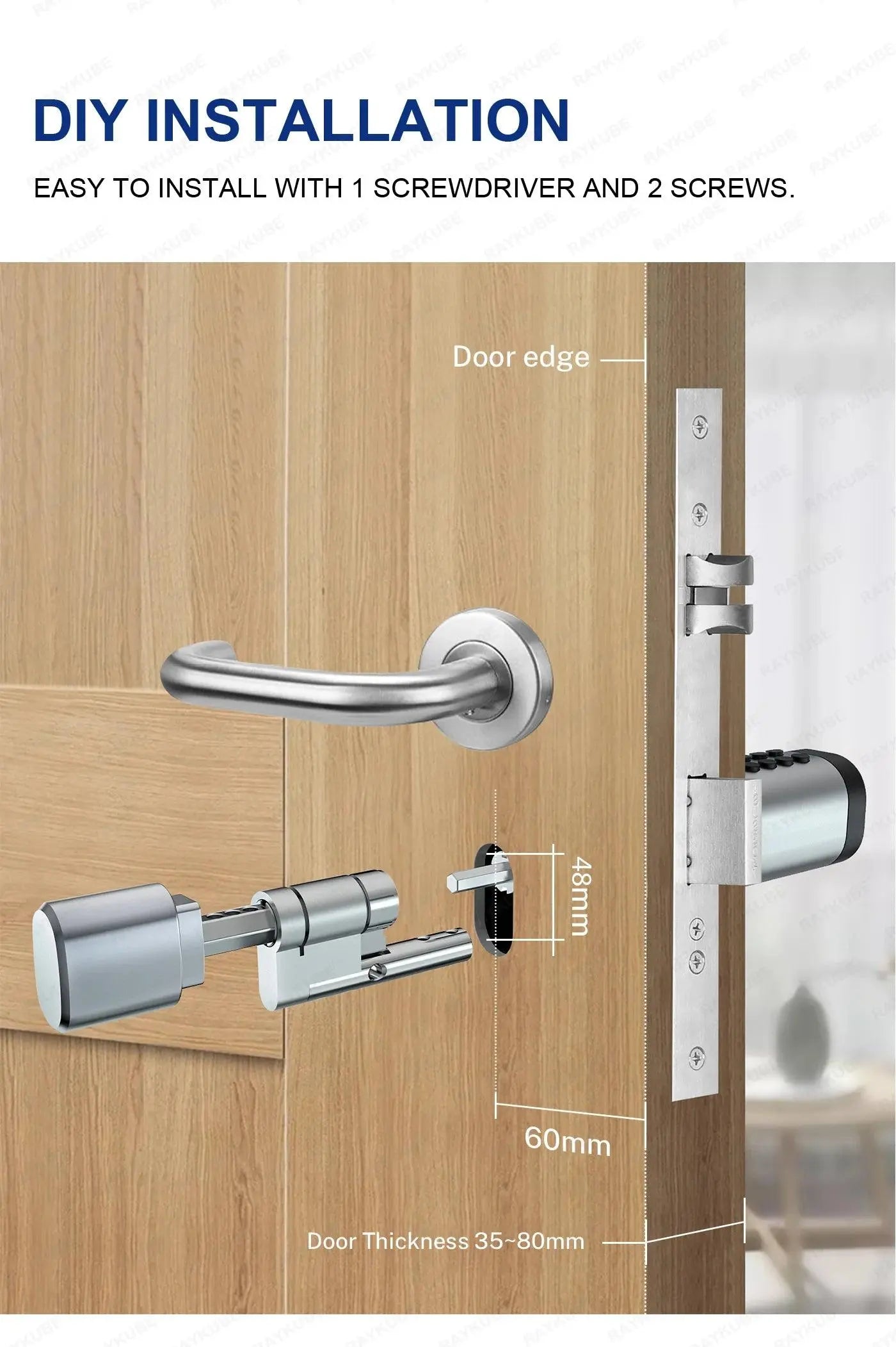 C1 Smart Cylinder Lock – Advanced Intelligent Fingerprint Lock with WiFi, Bluetooth, and App Control - DomoSpace