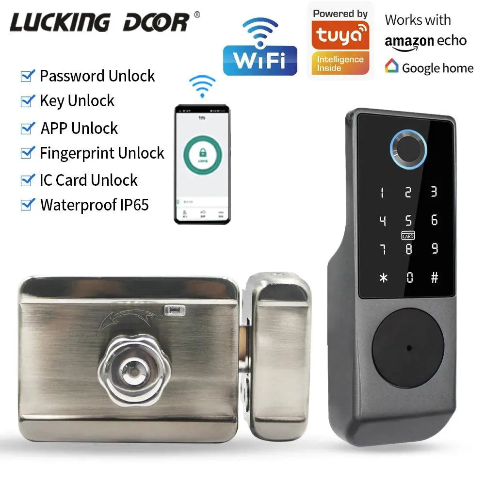 Card Code Waterproof Smart Door Lock – Tuya APP, WiFi, and Biometric Unlocking - DomoSpace