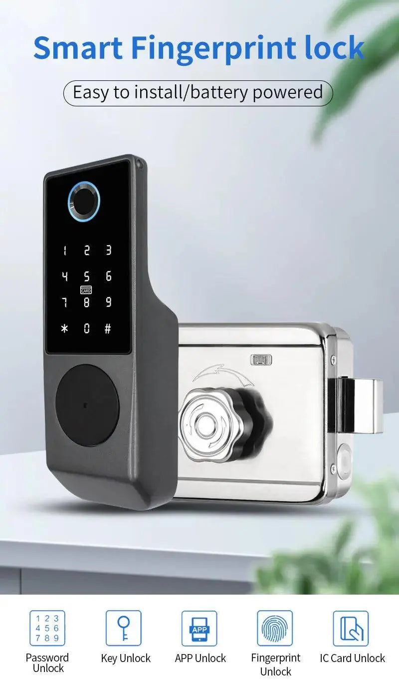 Card Code Waterproof Smart Door Lock – Tuya APP, WiFi, and Biometric Unlocking - DomoSpace