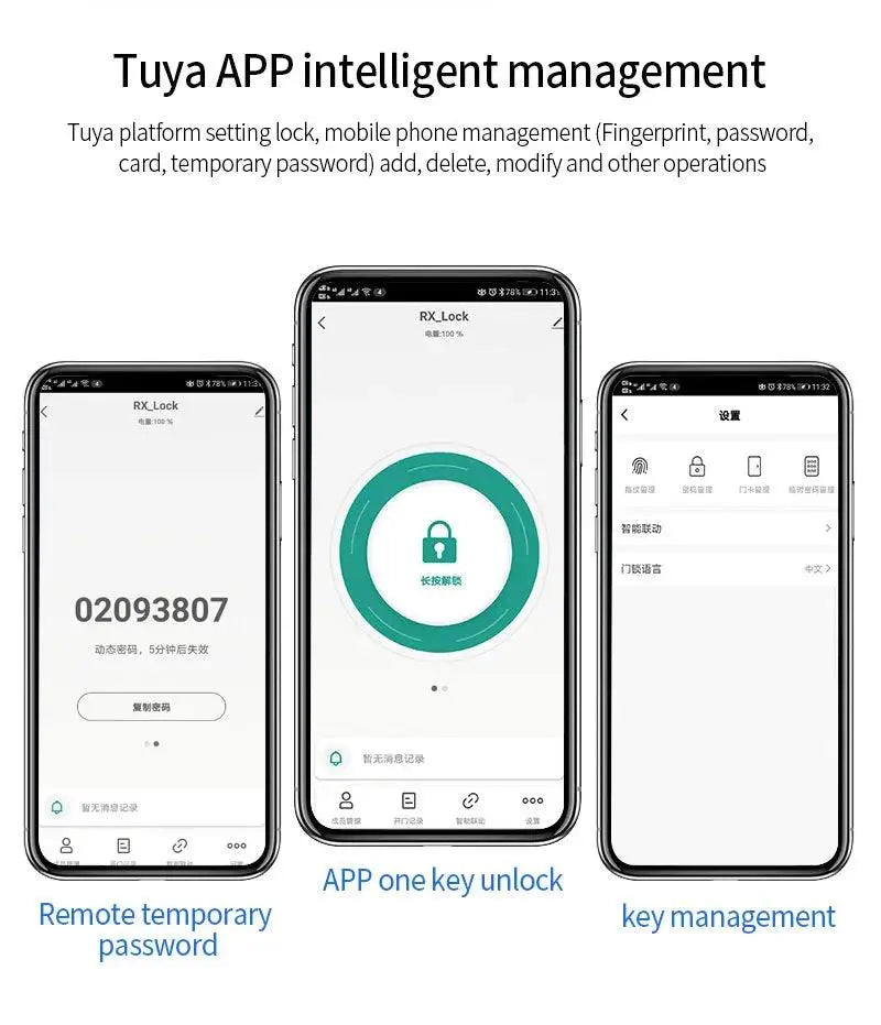 Card Code Waterproof Smart Door Lock – Tuya APP, WiFi, and Biometric Unlocking - DomoSpace
