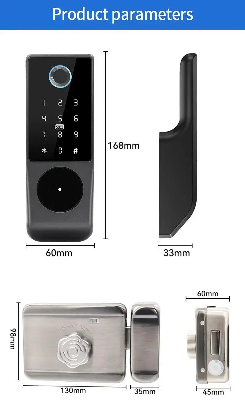 Card Code Waterproof Smart Door Lock – Tuya APP, WiFi, and Biometric Unlocking - DomoSpace