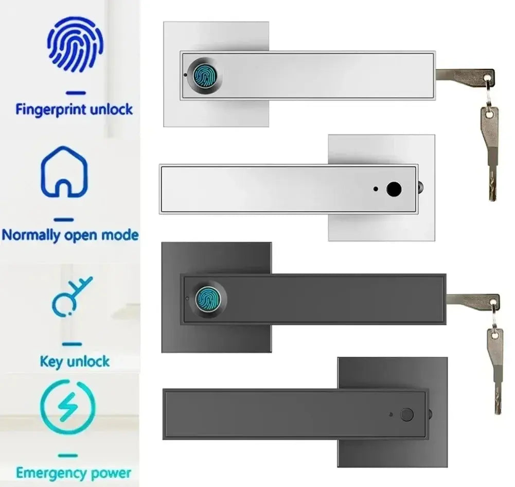 Fingerprint Password Door Lock With Tuya Electronic Smart Digital Lock Door Security Biometric Handle Lock For Bedroom Apartment - DomoSpace