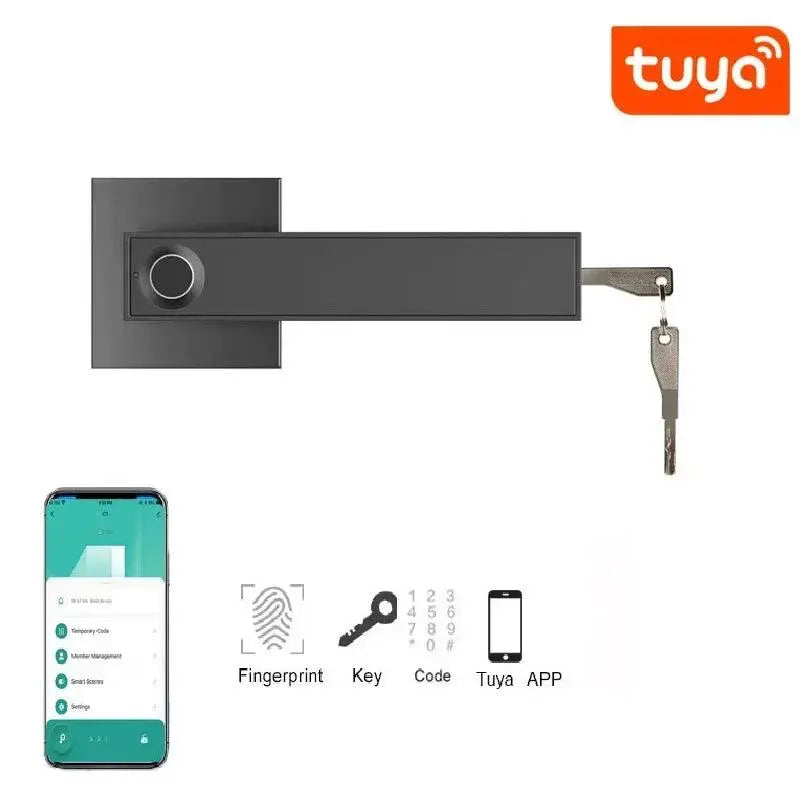 Fingerprint Password Door Lock With Tuya Electronic Smart Digital Lock Door Security Biometric Handle Lock For Bedroom Apartment - DomoSpace