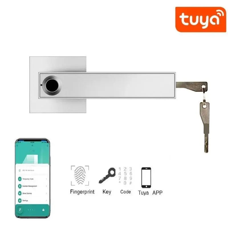 Fingerprint Password Door Lock With Tuya Electronic Smart Digital Lock Door Security Biometric Handle Lock For Bedroom Apartment - DomoSpace