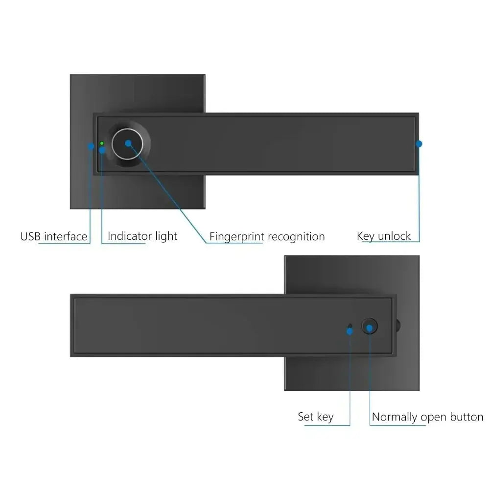 Fingerprint Password Door Lock With Tuya Electronic Smart Digital Lock Door Security Biometric Handle Lock For Bedroom Apartment - DomoSpace