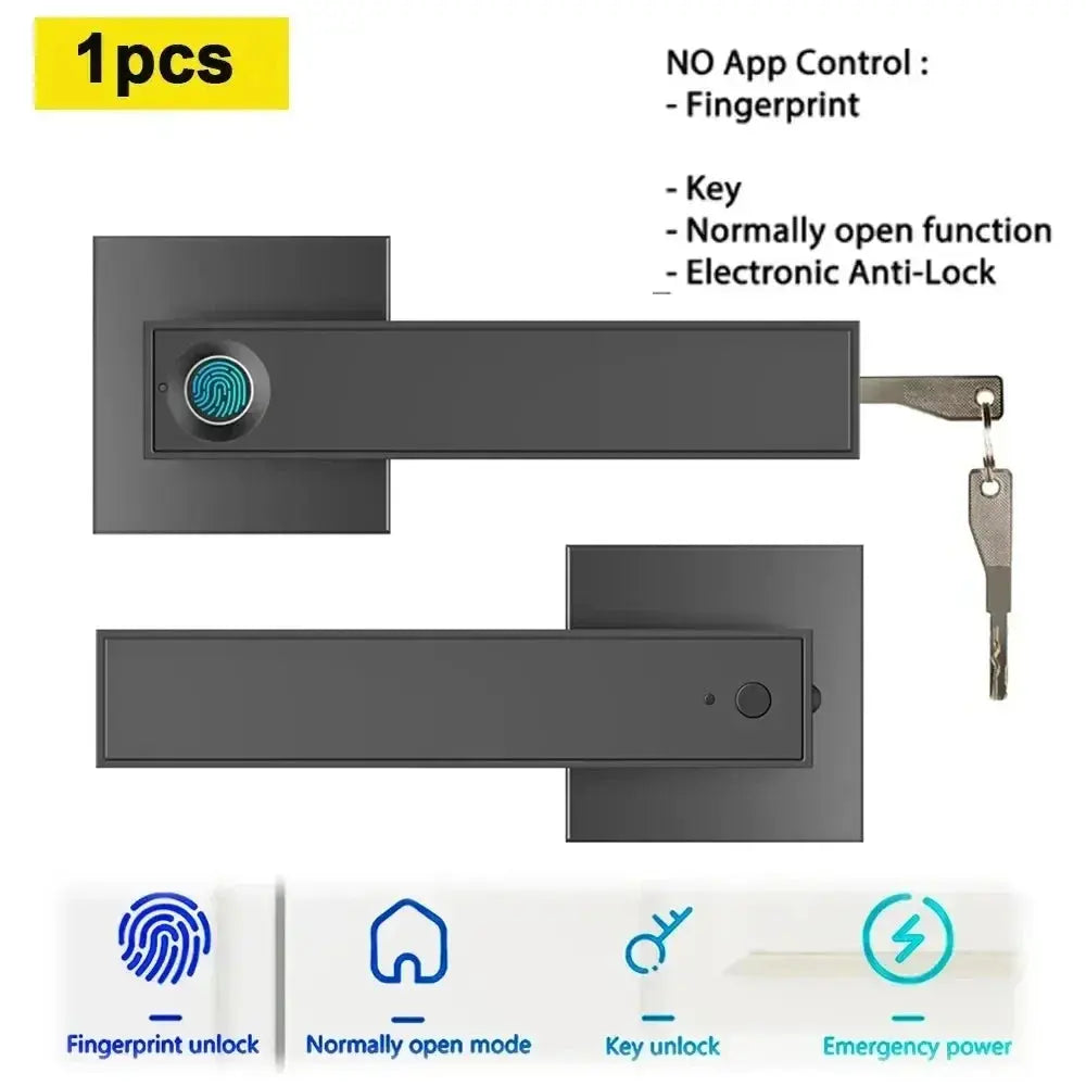 Fingerprint Password Door Lock With Tuya Electronic Smart Digital Lock Door Security Biometric Handle Lock For Bedroom Apartment - DomoSpace