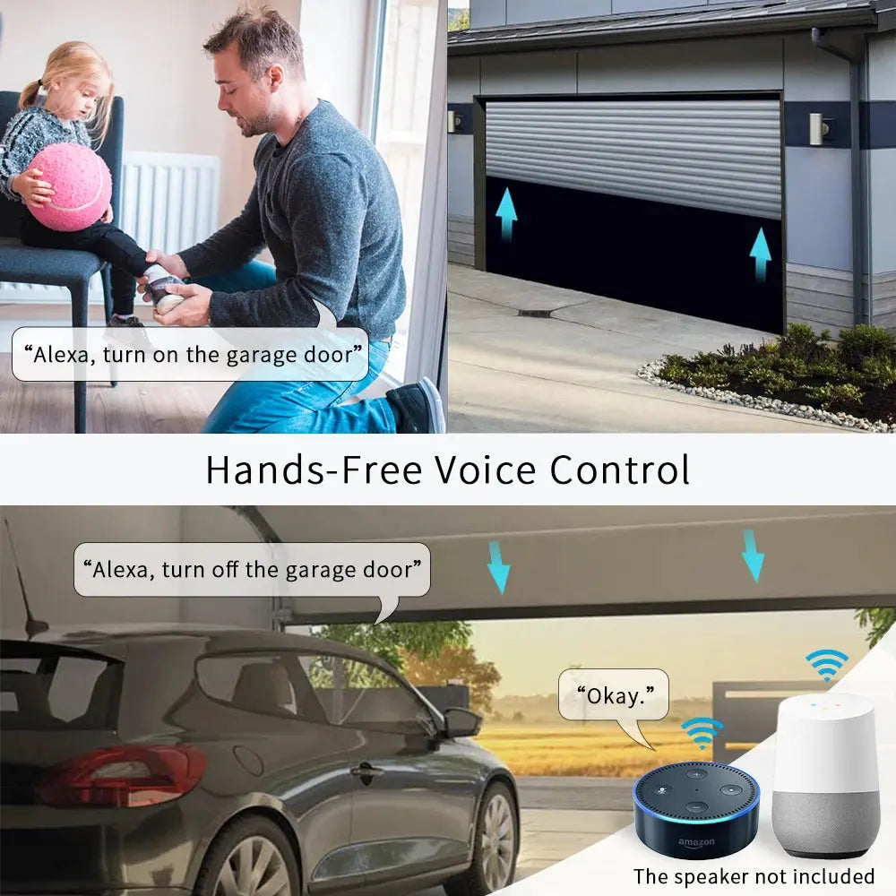 Garage Door Sensor Opener Controller Remote WiFi Switch Tuya Smart Life App Alert Works with Google Home Alexa Home Automation - DomoSpace